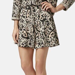 Topshop Zip-Front Leopard Mini Skirt